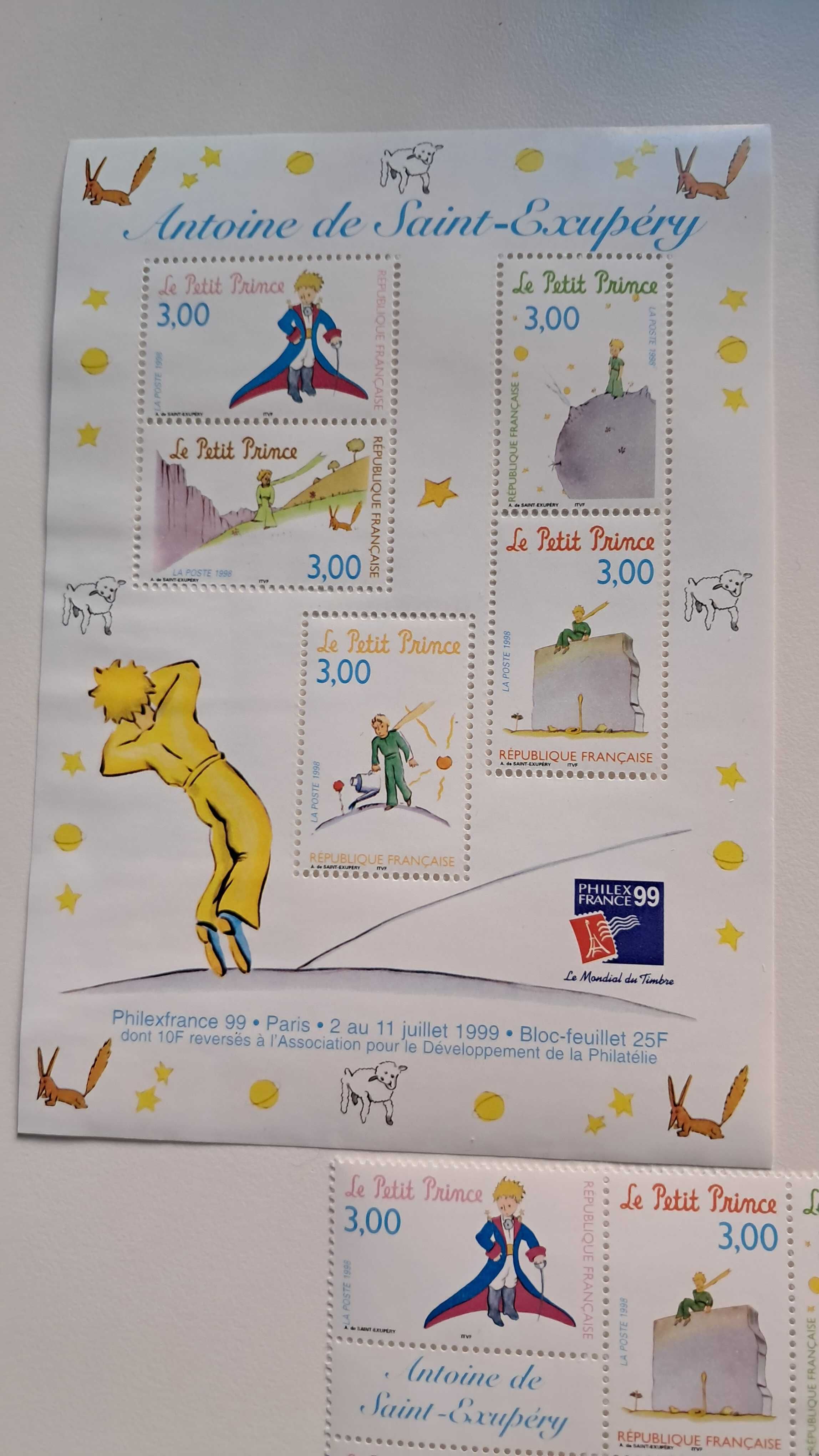 Filatelia 1998 – 2 Blocos + 2 Bandas “Le Petit Prince” – COMO NOVO
