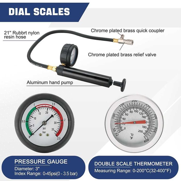 Testador de Pressão para Sistemas de Refrigeração Automóvel (15 Peças)