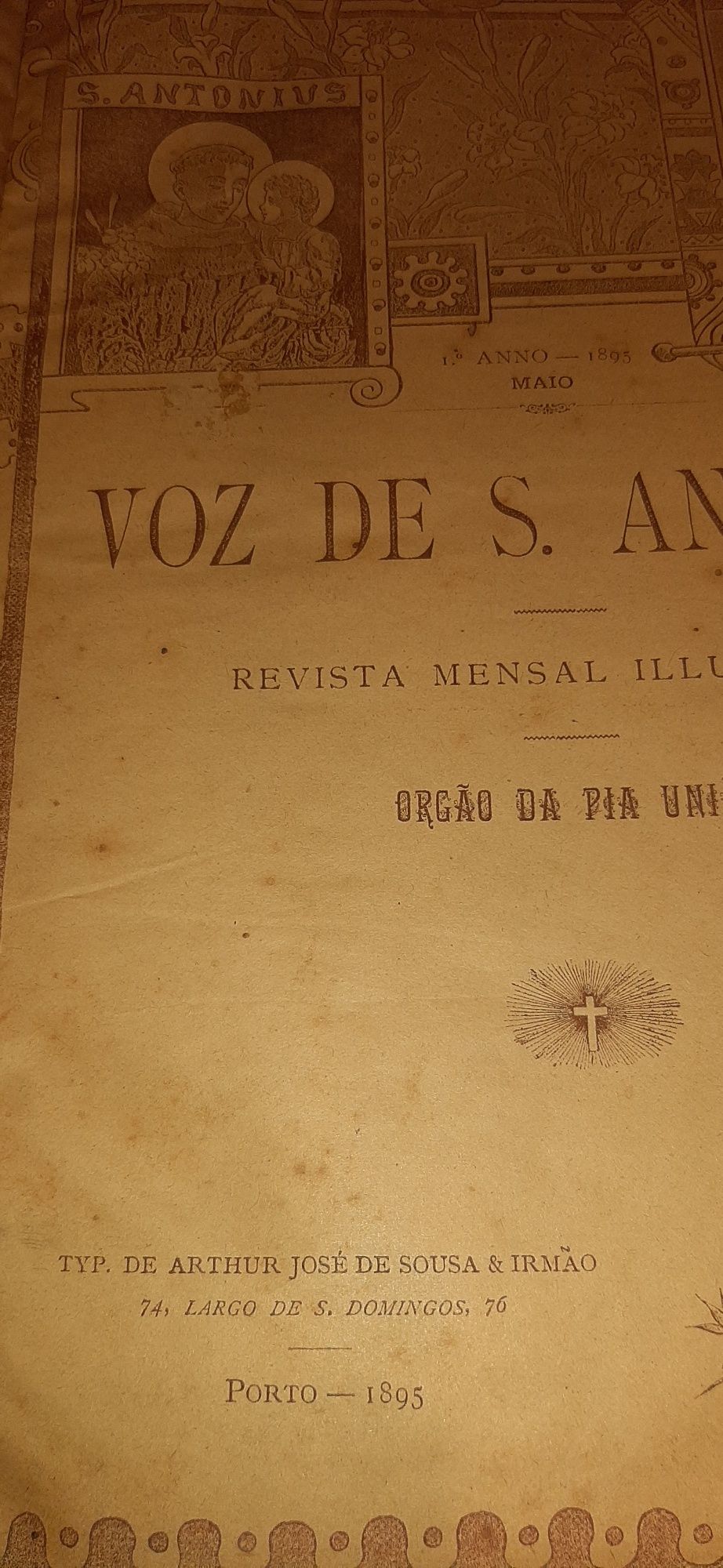 Primeiros  Livros A Voz de Santo António  Primeiro  Ano  1895 e  1896