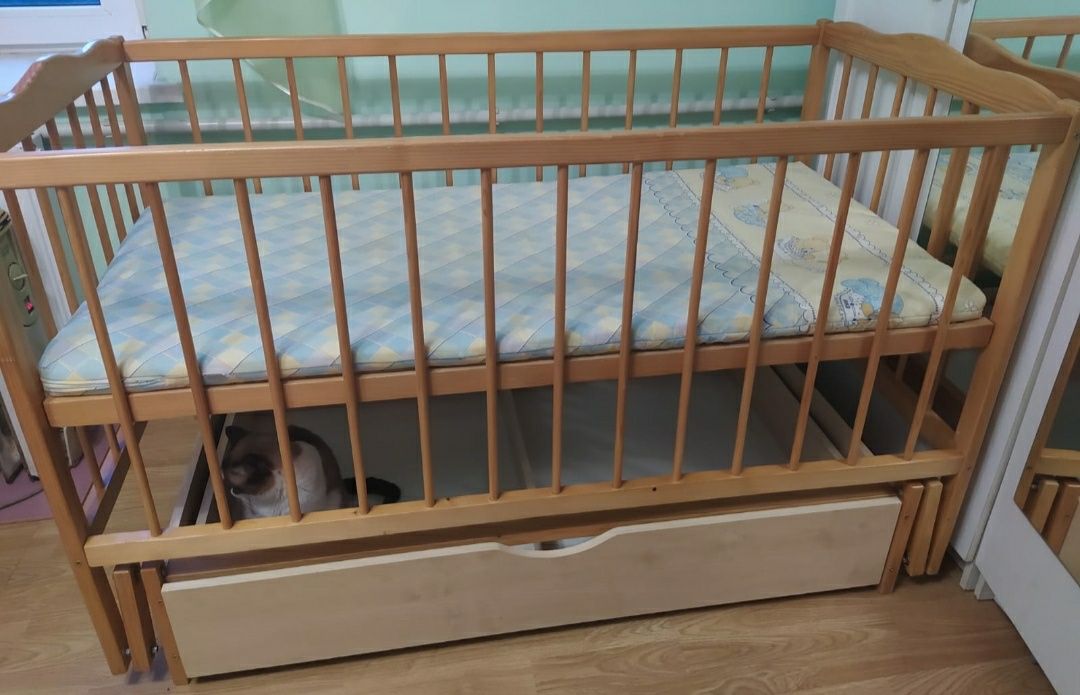 Детская большая деревянная кроватка манеж