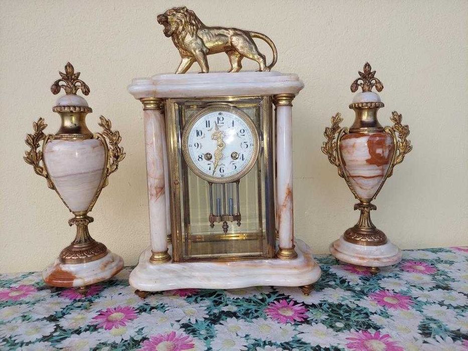 Stary zegar four glass Japy z przystawkami nr 8A