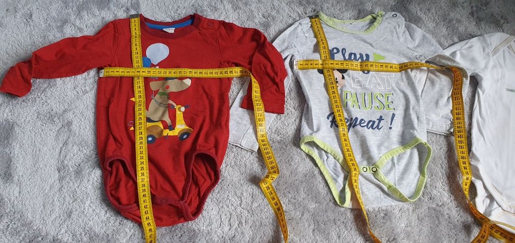 Zestaw 3x bidy na długi rękaw 80/86 RESERVED czerwone, szare, białe