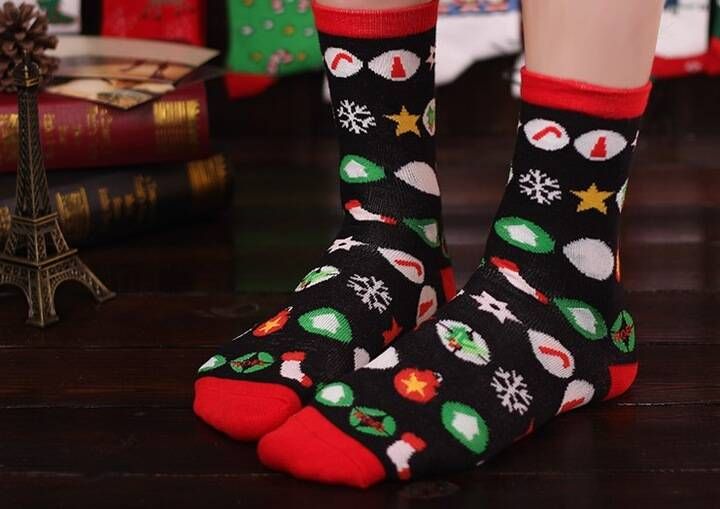 Świąteczne Bawełniane Skarpety Mikołaj Renifer Święta Śliczne 5 Par