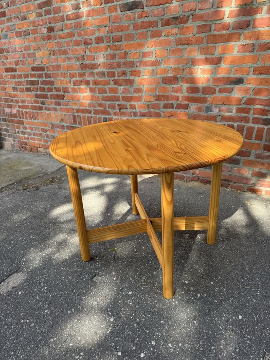 Okragly,skandynawski stół typu Drop Leaf lata70. Vintage,design