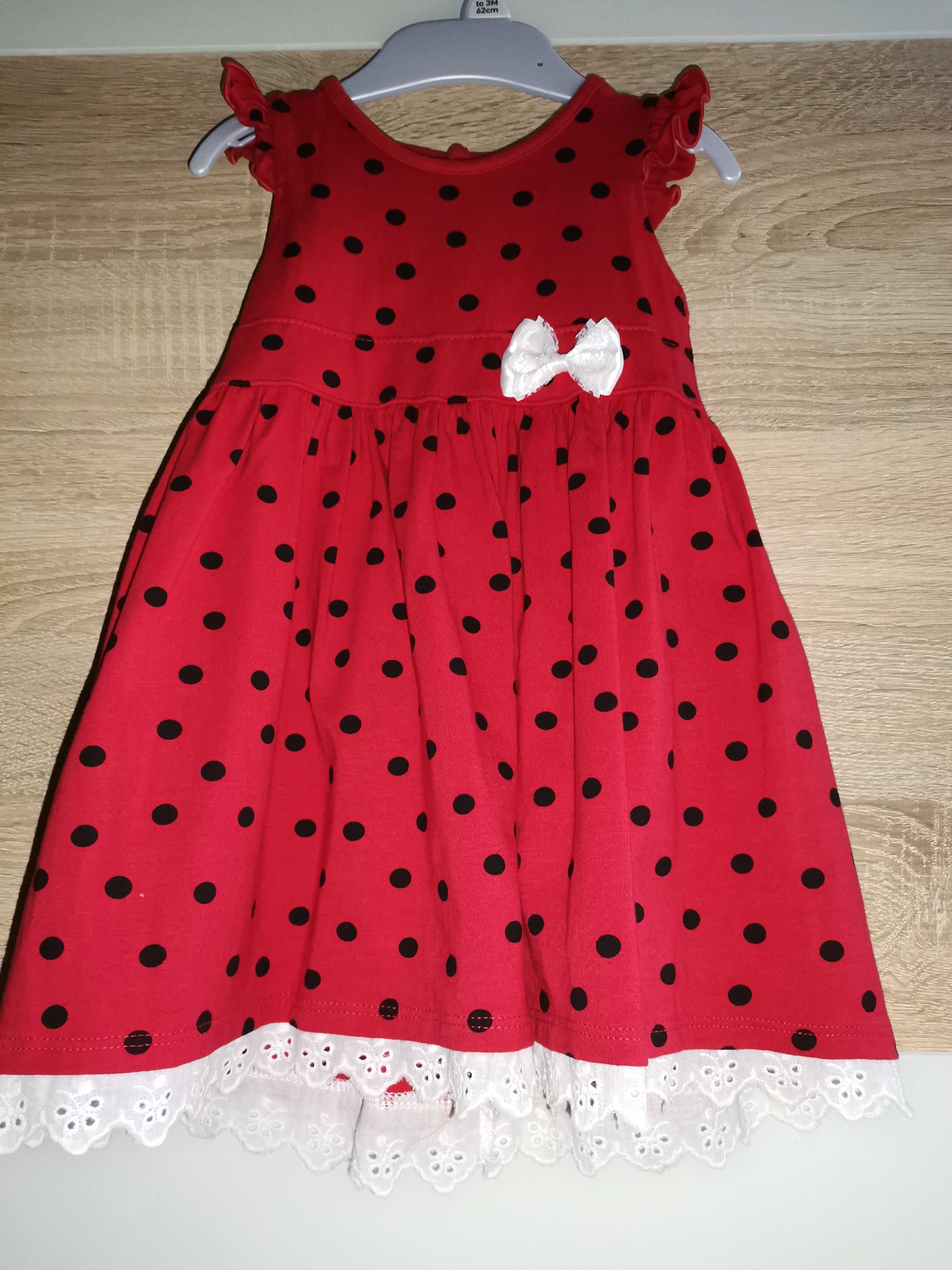 Sukienka czerwona w czarne grochy