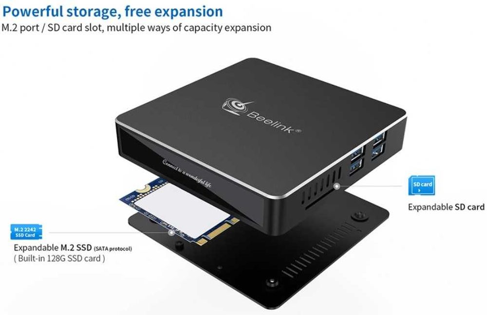 Mini PC Beelink Gemini N41 Intel N4100 4GB LPDDR4, 64GB + 256GB