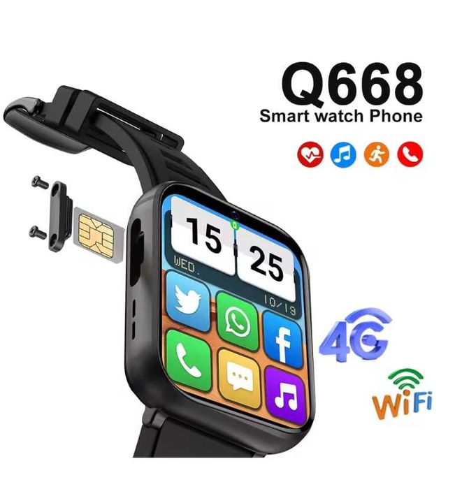 Смарт-часы SERVO Q668, 4G LTE, GPS, Wi-Fi, Android 9,0