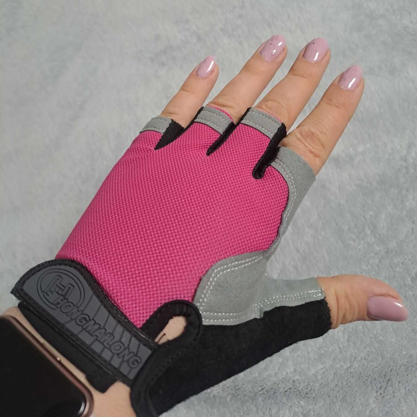 Жіночі рукавички для спорту/тренувань/фітнесу/велосипеду рожеві  S, M