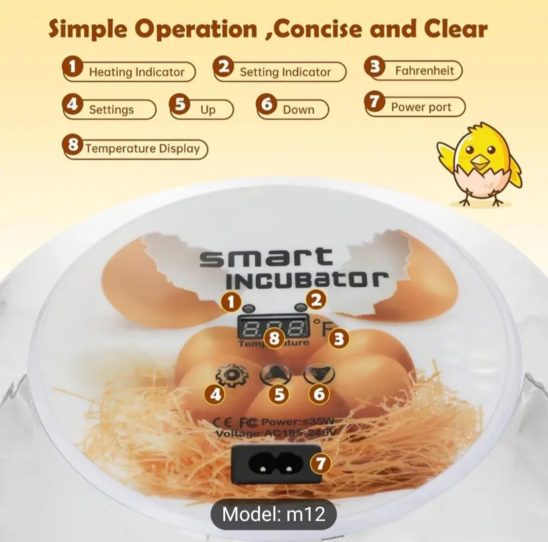 Inkubator automatyczny na 12 jaj smart incubator