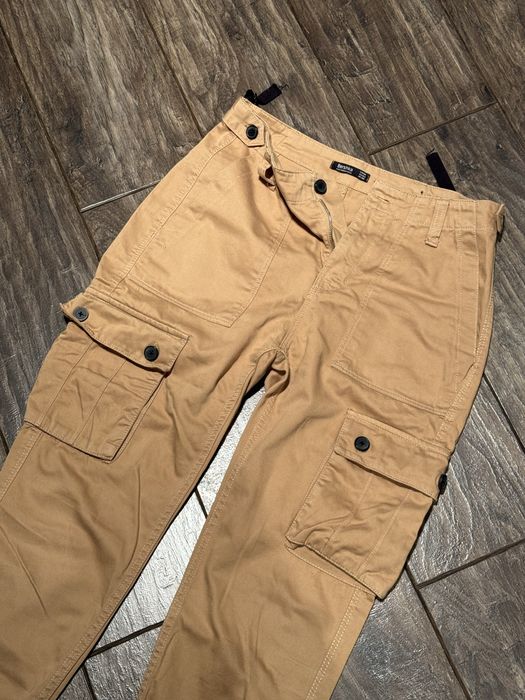 Beżowe musztardowe cargo spodnie Bershka streetwear S pants