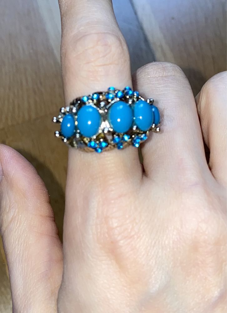 Duży pierścionek z kryształami 18mm H&M