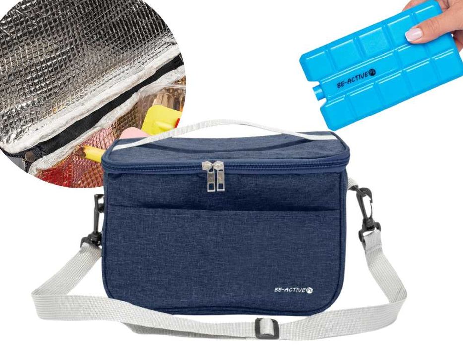 Torba Termiczna Izolacyjna z Paskiem + Wkład Chłodzący Niebieski