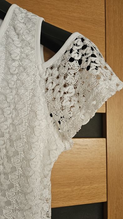 Biała koronkowa mini/ tunika r.S