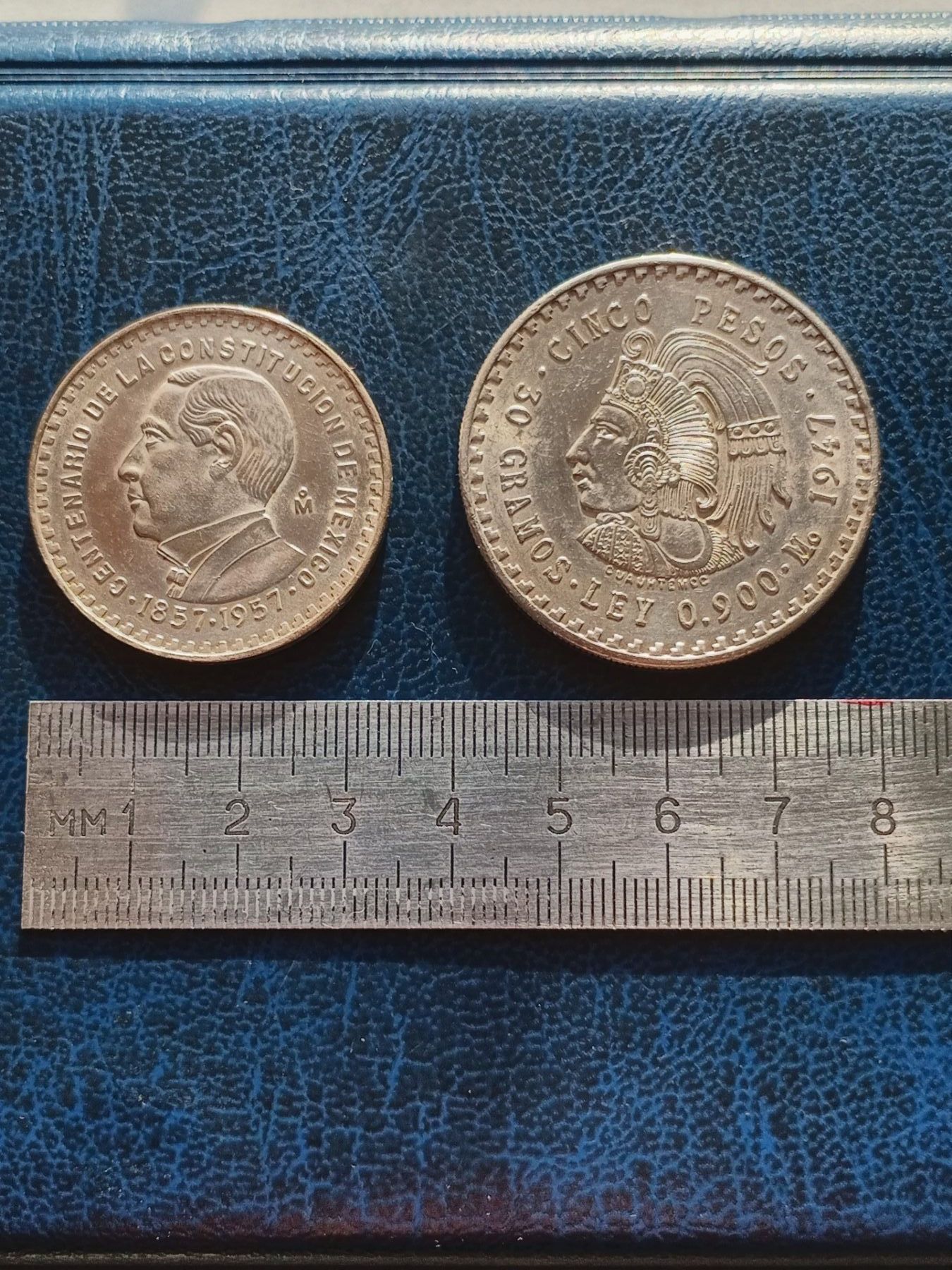 Монети срібло. Мексіка 5 пессо 1947р.+1 пессо 1957р.