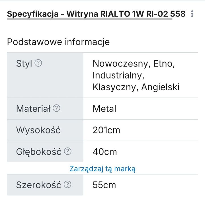 Witryna RIALTO AgataMeble