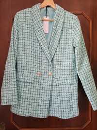 Blazer Tweed Azul Turquesa