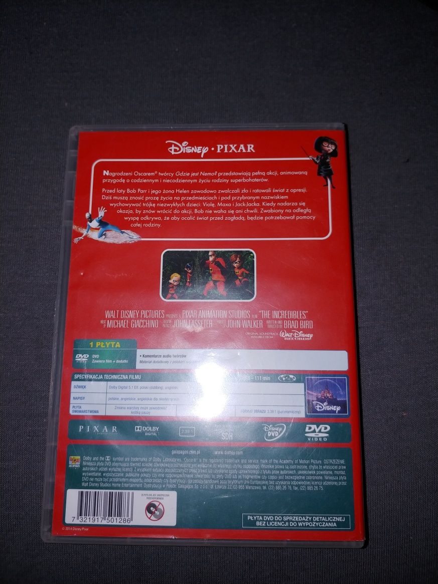 Używany Film Disney Pixar Iniemamocni DVD z polskim dubbingiem