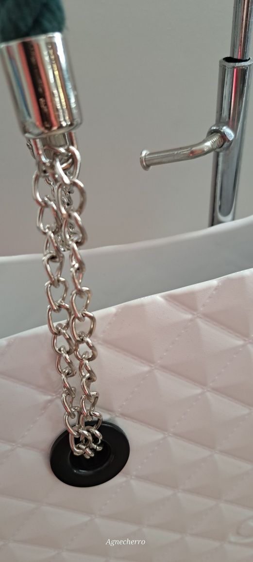 Glamoliny Zieleń 75cm srebrny łańcuch solidne rączki uchwyty