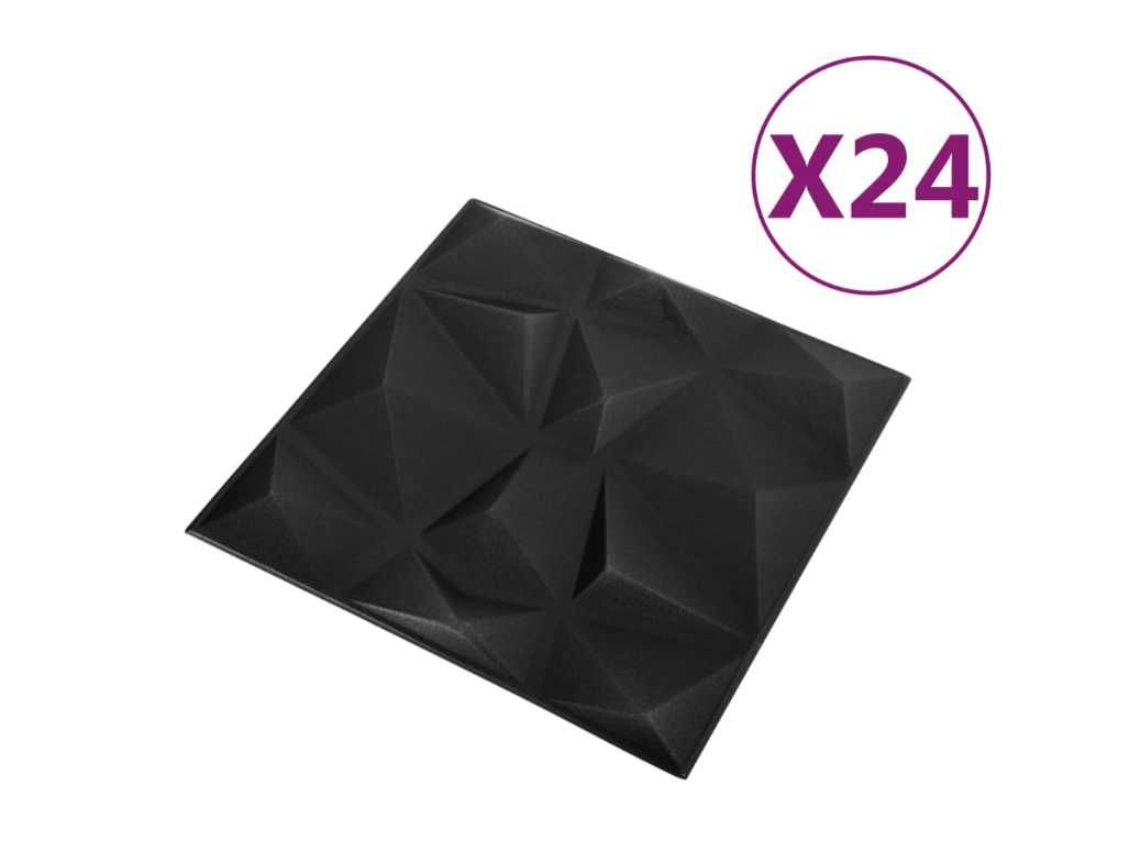 Panele ścienne 3D, 24 szt., 50x50 cm, diamentowa czerń, 6 m²
