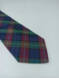 Granatowy jedwabny krawat w szkocką kratę tartan wa46