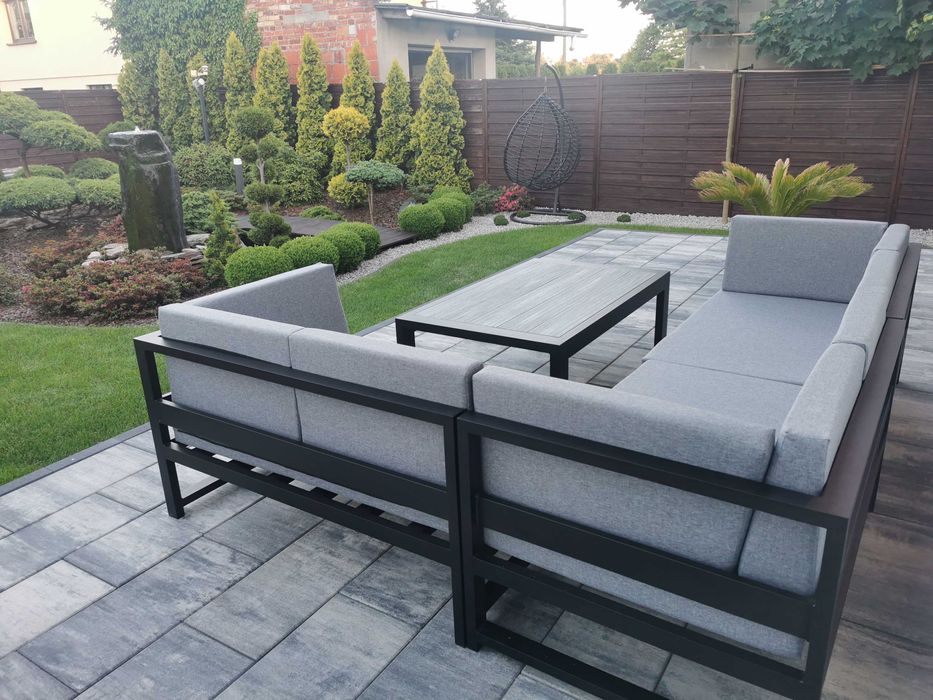 Meble aluminiowe na taras ogród zimowy na wymiar narożnik materiał UV