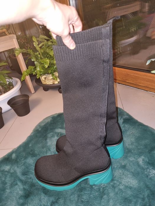 Kozaki nowe zielona podeszwa wkladka 24