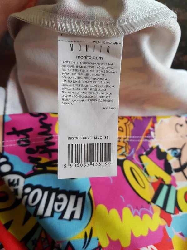 Mohito spódnica sznurowana wielokolorowa we wzór komiksowy