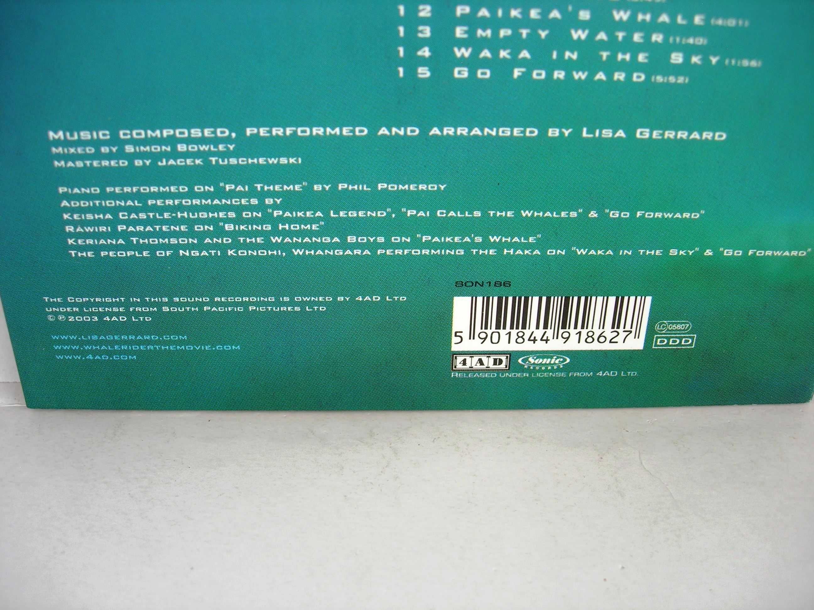 Lisa Gerard "Whalerider" CD 4AD Sonic Records 2003