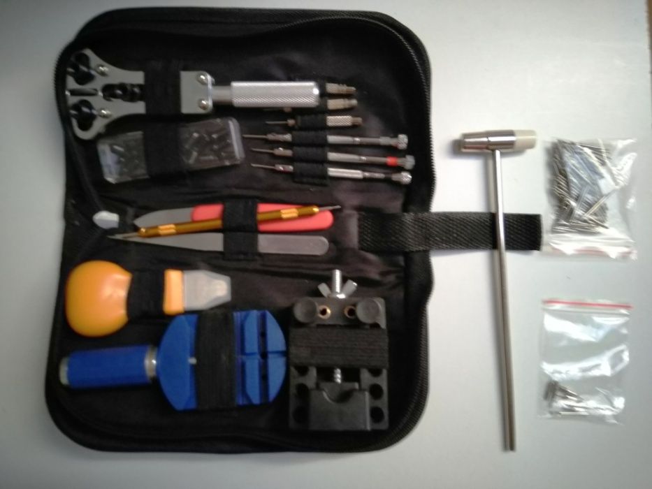 Kit, conjunto de ferramentas para reparar relógios