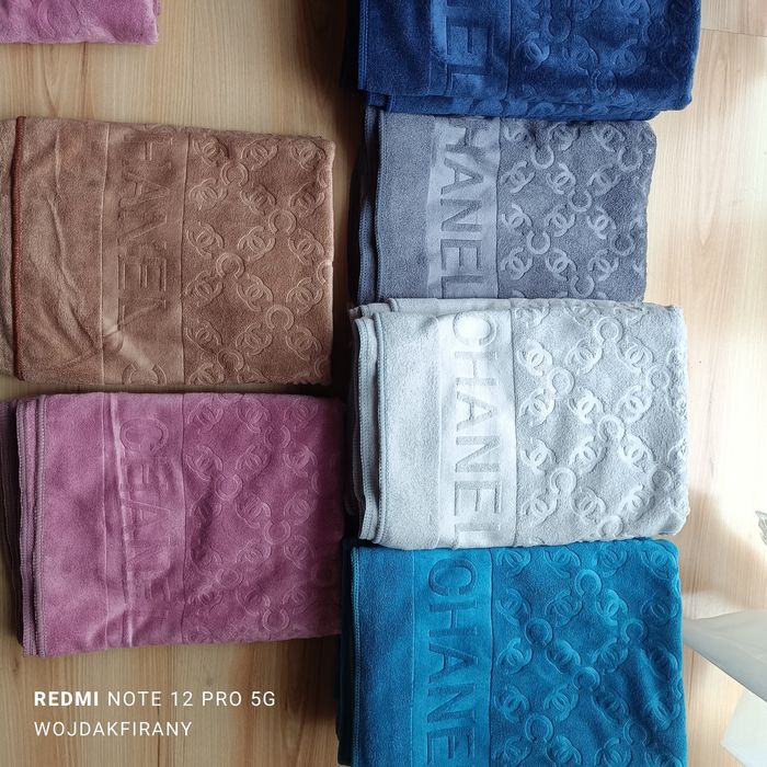 komplety ręczników w 3rozmiarach granat morski szary Chanel