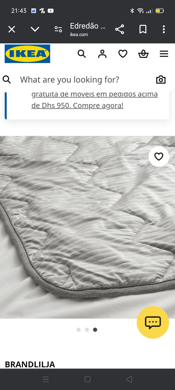Capa edredão Brandlilja 240x220cm, IKEA. NOVA