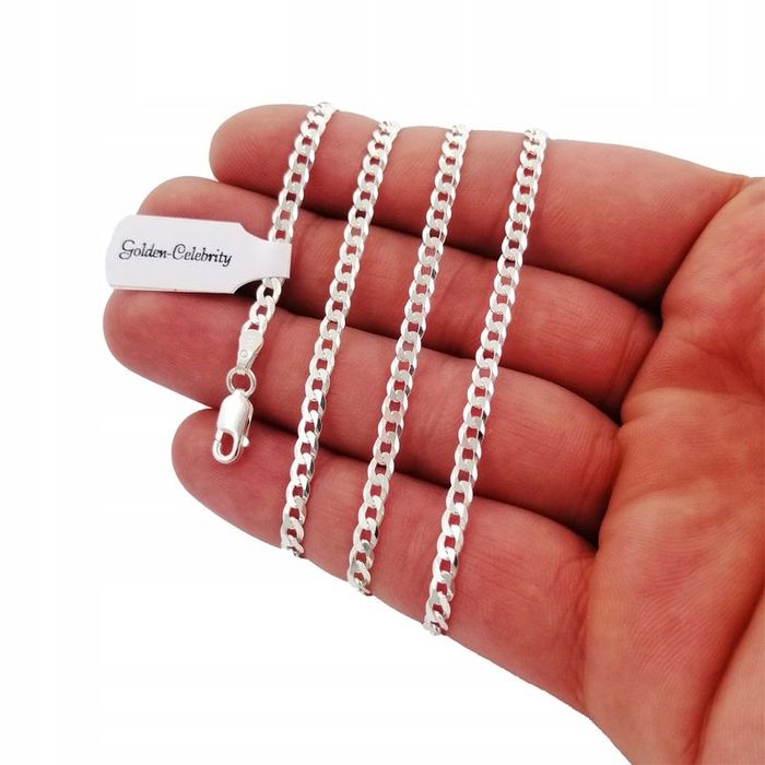 Srebrna Biżuteria Męska / Piękny Łańcuszek Pancerka 65cm + Grawer Grat