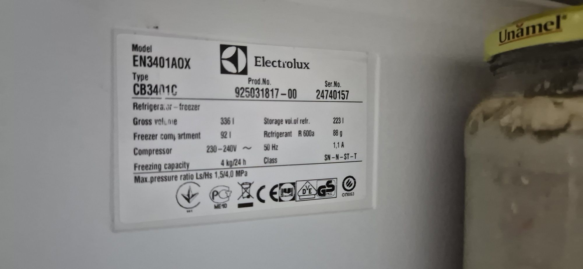 lodówka EN 3401 AOX Elektrolux 170cm