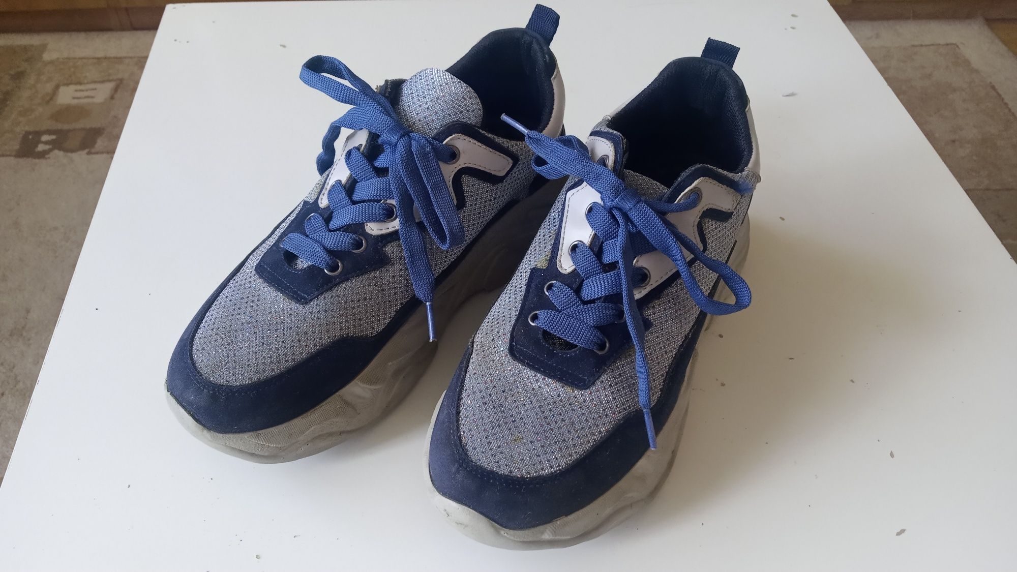 Adidasy r 38 Fashion Han F3 granat/srebro koturna wysoka podeszwa