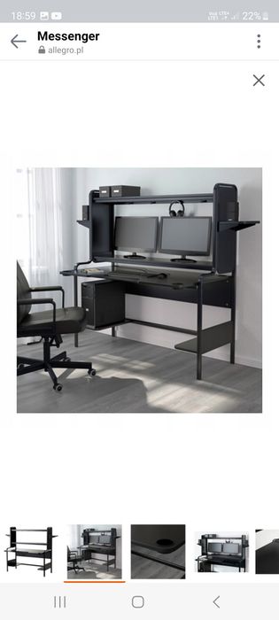 IKEA FREDDE Biurko gamingowe, czarny, 140/185x74x146 cm