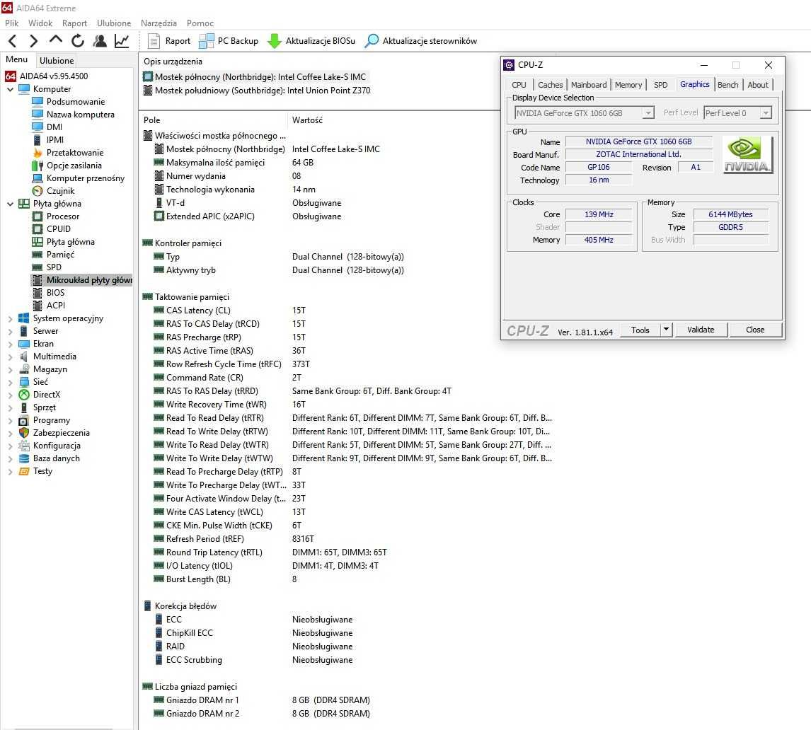 Mocny Komputer Stacjonarny do gier  i3-8100; GTX 1060; Z370; 16GB