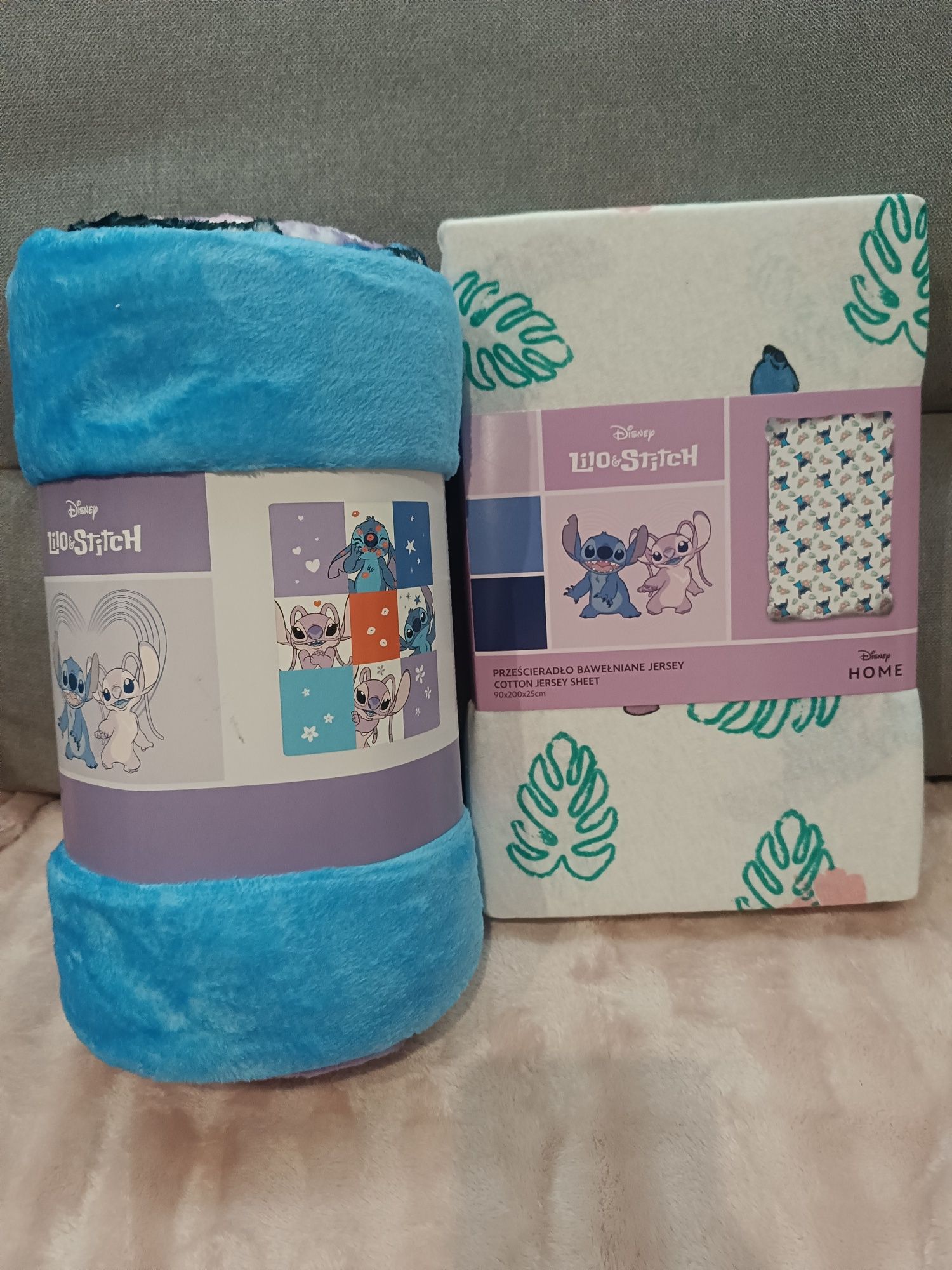 Koc kocyk flanelowy 130x160 Lolo & Stitch prześcieradło bawełniane 90
