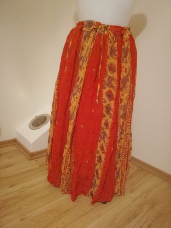 Indyjska długa spódnica midi wiązana  vintage S M L XL uniwersalny