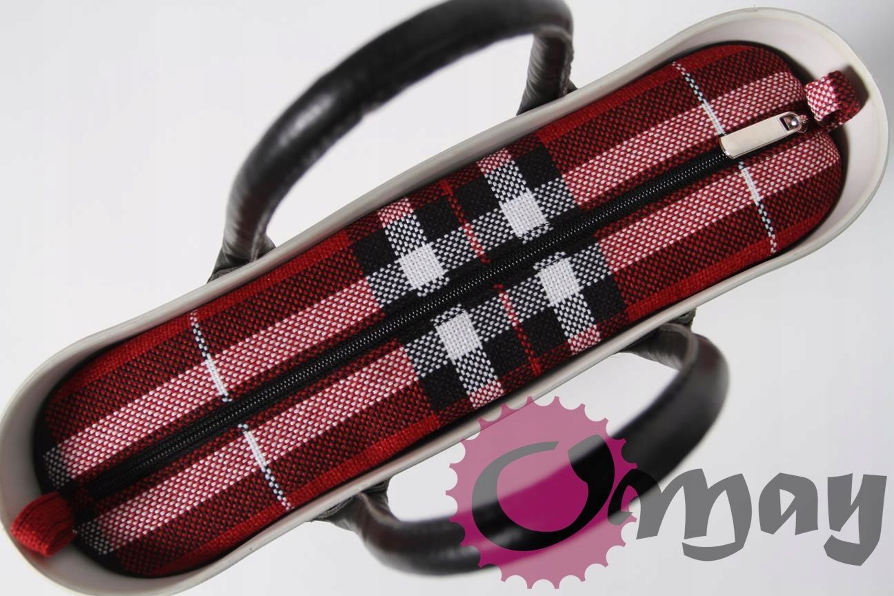 Organizer OBAG MINI krata czarno-czerwona elegancka 2 kieszenie OMAY