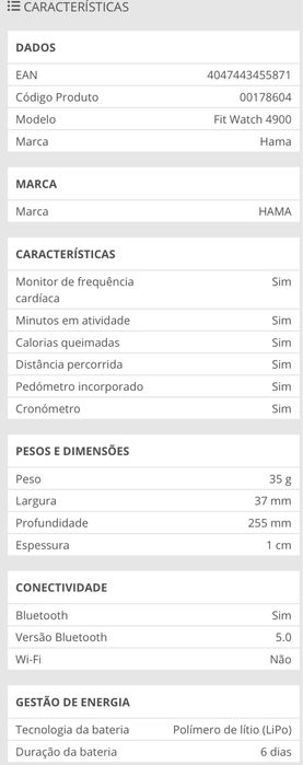 Smartwatch FitWatch 4900 Hama