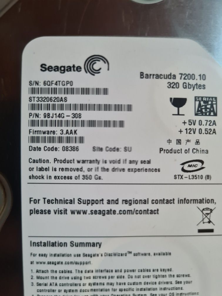Dysk HDD Seagate Baracuda 320gb SATA Sprawny