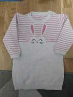 Beżowy sweter/tunika z królikiem roz. 86