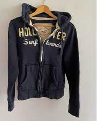 Hollister granatowa bluza na zamek z kapturem