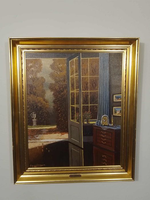 Stary obraz na płótnie Niels A. Henningsen 1903- 1977