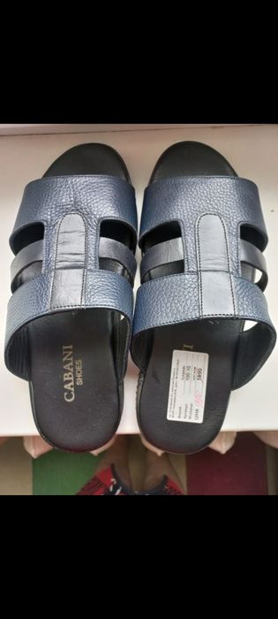 Тапки мужские кожаные шлепки