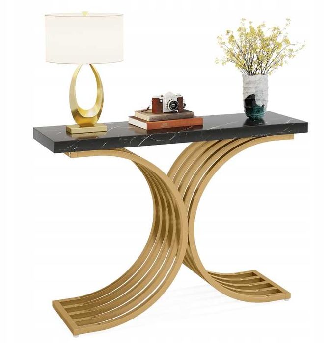 Konsola Tribesigns czarny, złoty czarne 30 x 80 x 100cm