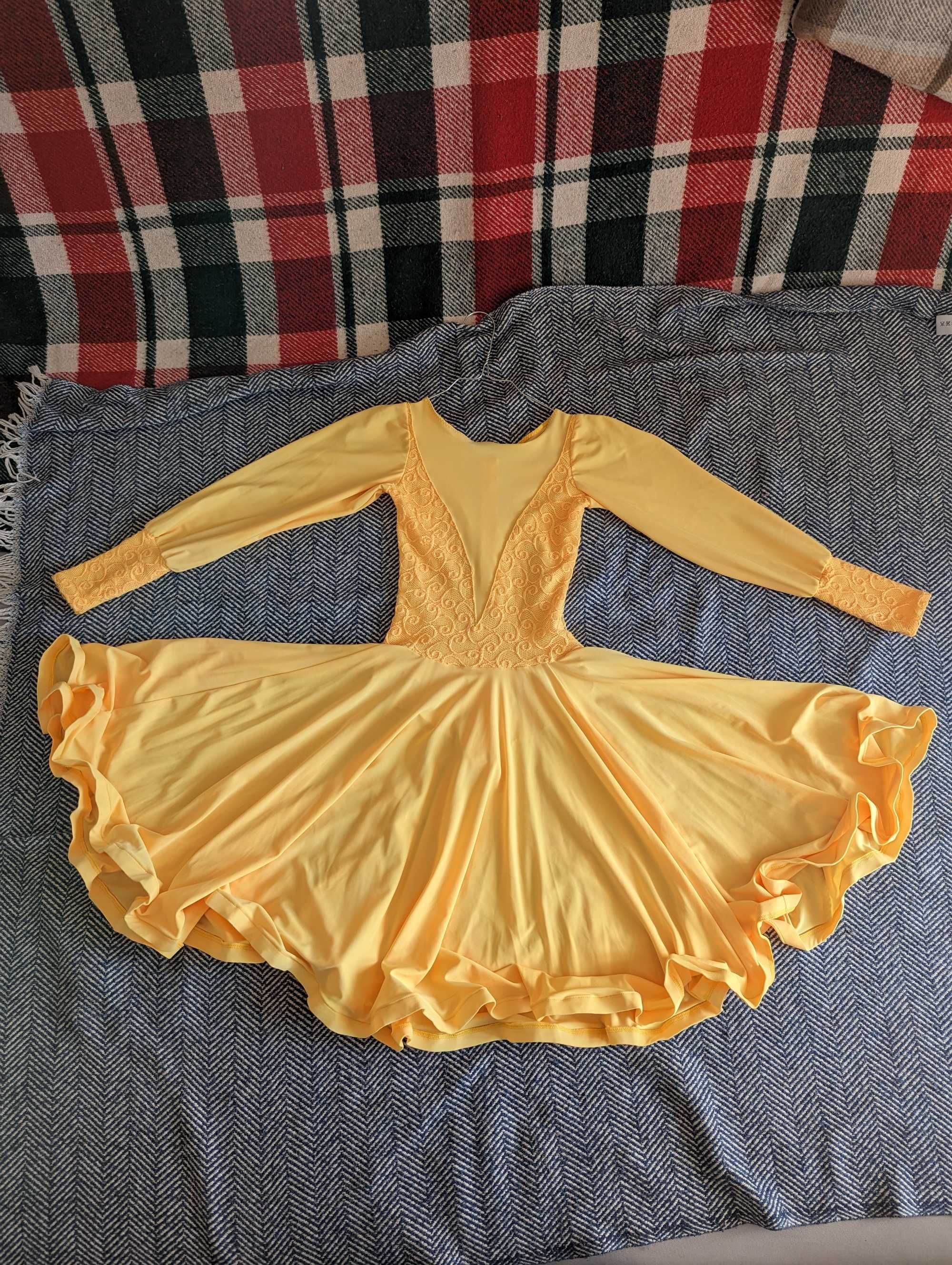 Плаття/сукня для бальних танців, стандарт, яскраво жовте