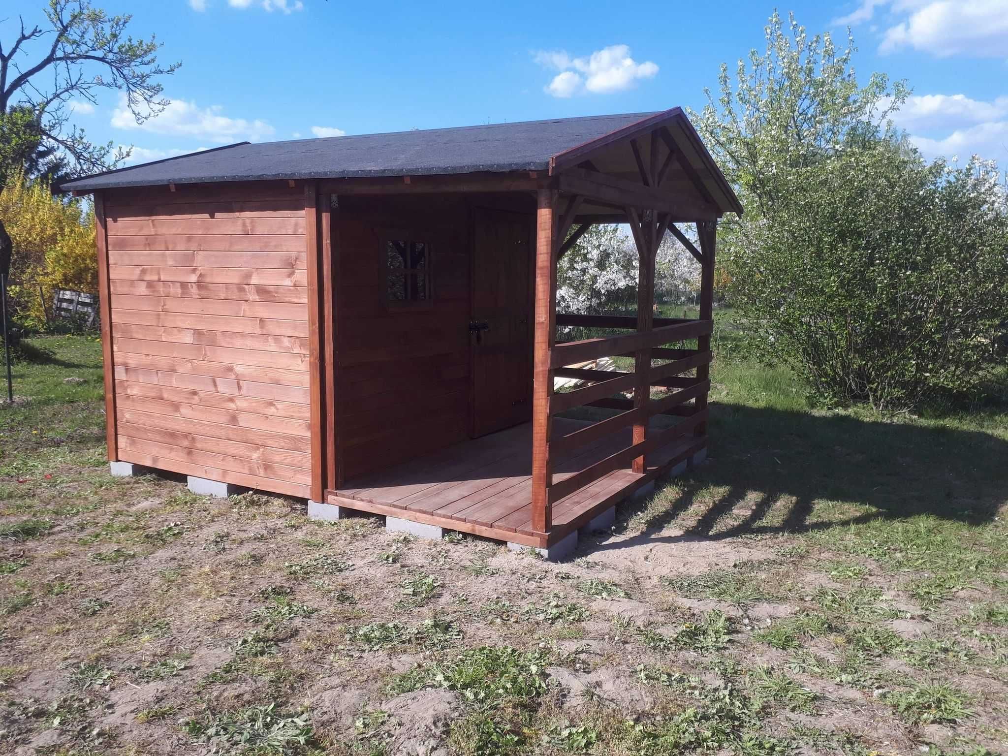 Domek drewniany z tarasem domek 3x3 taras 3x2 transport do 50km gratis