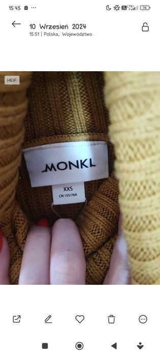 Sweter z golfem musztardowy