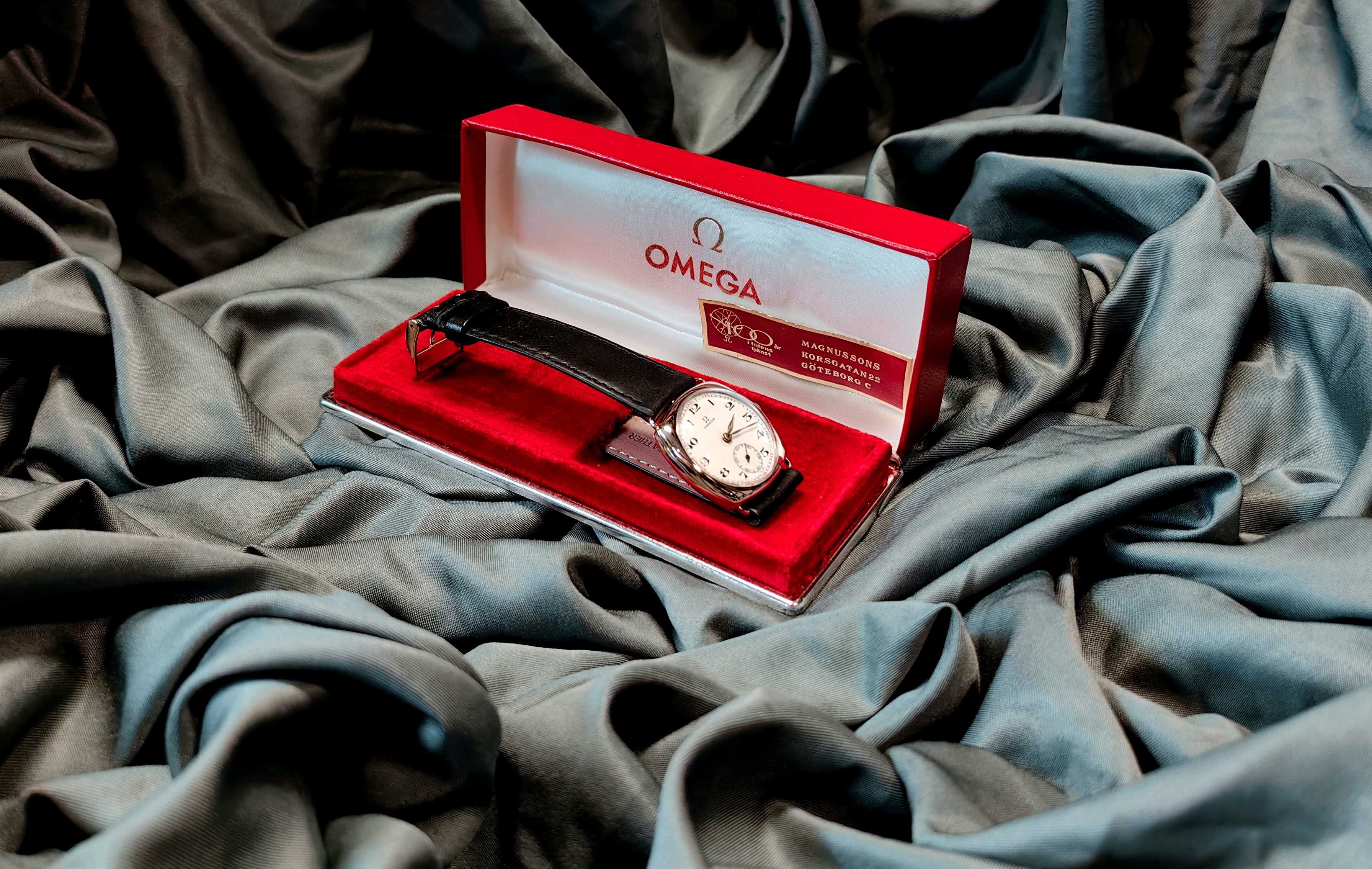 Złoty Zegarek OMEGA Cushion 1920's 14K Gold 585 Mech Unikat Pudełko